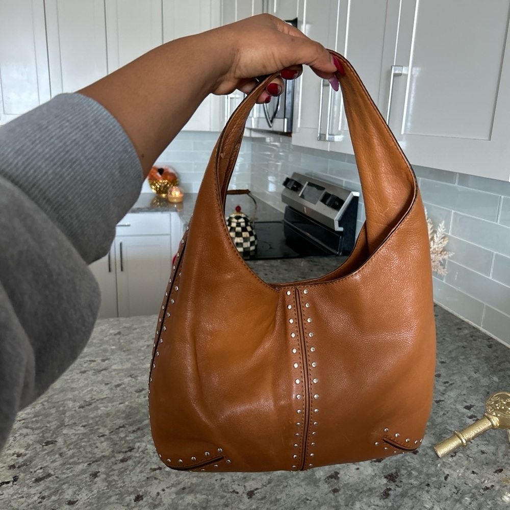 Vintage Michael kors tan leather shoulder bag with silver studs